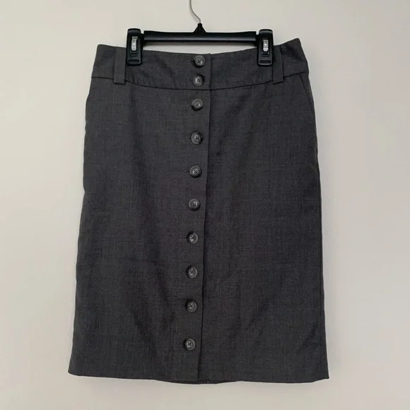 Banana Republic gray button front midi pencil skirt - Picture 2 of 2